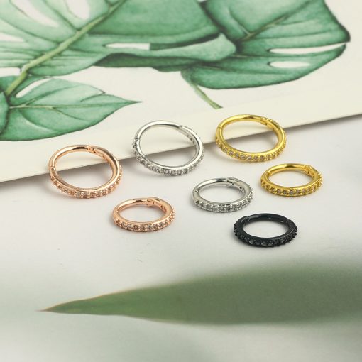 Clicker-Ring Goldfarben mit Weißen Zirkonia - piercinglux.com