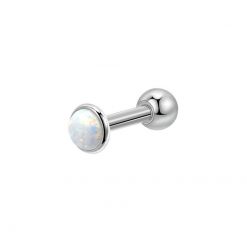Ohrpiercing Helix Tragus Weiß Opal