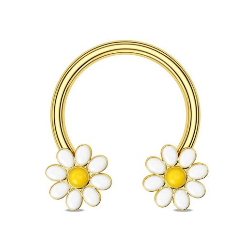 Hufeisen Gänseblümchen Goldfarben 1.2 × 3 × 10 mm - piercinglux.com