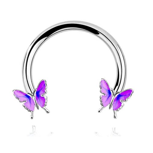 Septum-Hufeisen Violett Schmetterling 1.2 × 3 × 10 mm - piercinglux.com