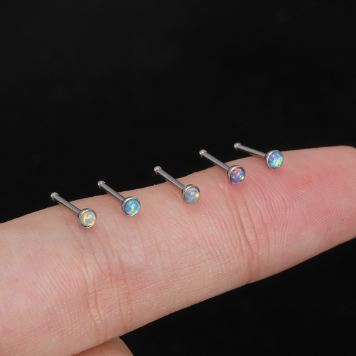 Kolczyk do nosa prosty nostril Opal Liliowy