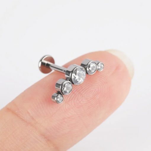 Labret tytanowy helix cyrkonie srebrny 1.2 х 8