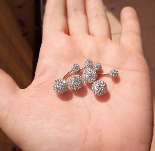 Kolczyk do pępka ze stali Kryształki 1.6 x 10