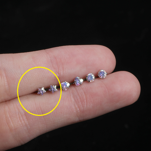 Labret ze stali srebrny Gwiazda kolorowa 1.2 х 8