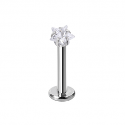 Labret ze stali srebrny Gwiazda przezroczysta 1.2 х 8
