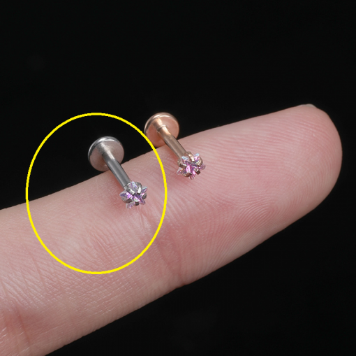 Labret ze stali srebrny Gwiazda kolorowa 1.2 х 8