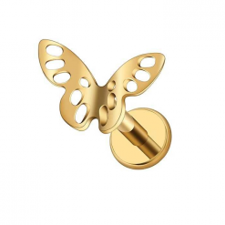Labret tytanowy złoty Motyl 1.2 х 8