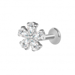 Labret tytanowy srebrny cyrkonie Kwiatek 1.2 х 8