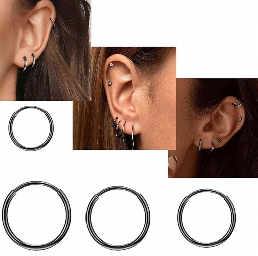Kółko clicker do piercingu ze stali 0.7 x 1.2 mm Czarny