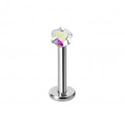 Labret ze stali srebrny Serce kolorowe 1.2 х 8