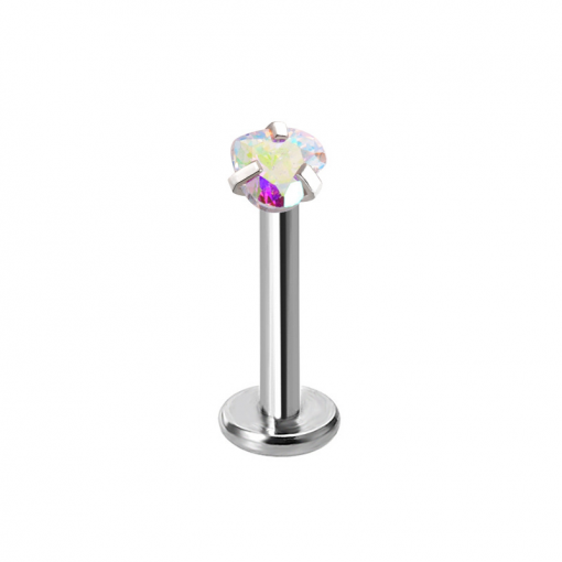 Labret ze stali srebrny Serce kolorowe 1.2 х 8