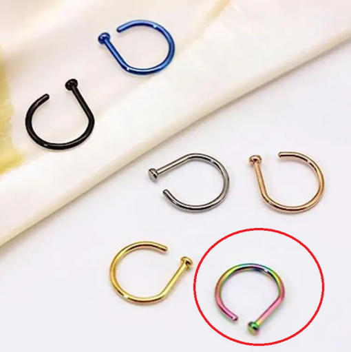 Kolczyk otwarte kółko do nosa typu D-Ring Kolorowe