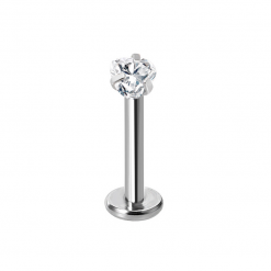 Labret ze stali srebrny Serce przezroczyste 1.2 х 8
