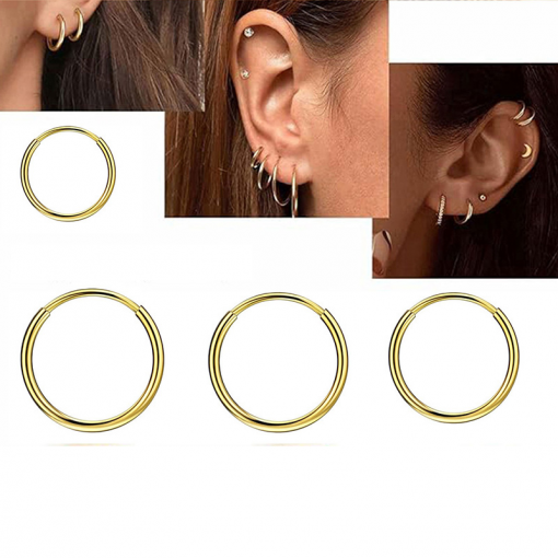 Kółko clicker do piercingu ze stali 0.7 x 1.2 mm Złoty