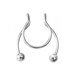 Fake piercing do nosa rozginany z kulkami Srebrny