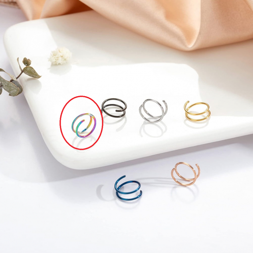 Kolczyk Podwójne kółko spirala piercing Kolorowy 0.8