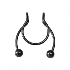 Fake piercing do nosa rozginany z kulkami Czarny