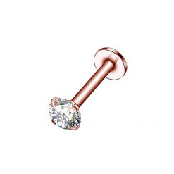 Labret Stahl mit Weißem Zirkonia Roségold 1.2 mm