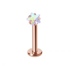Labret Chirurgenstahl Roségold Bunter Stern 1.2 × 8 mm
