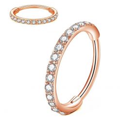Clicker-Ring Roségold mit weißen Zirkonia