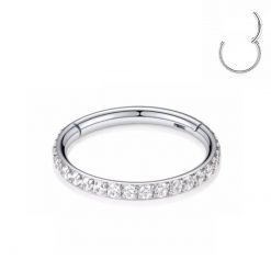 Clicker-Ring Silber mit weißen Zirkonia