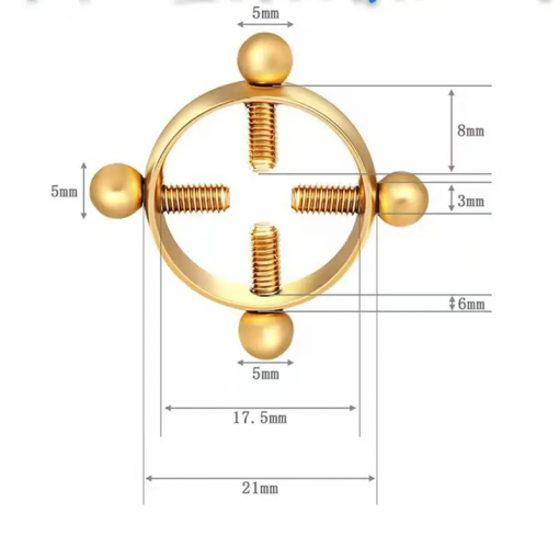 Fake piercing do sutka 4 śrubki Złote