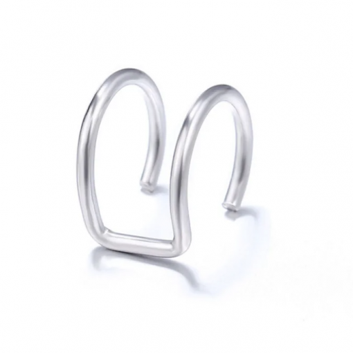 Fake piercing do ucha podwójny rozginany Srebrny