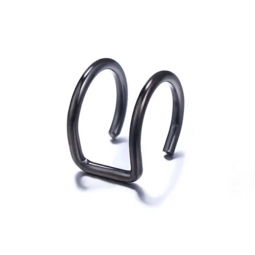Fake piercing do ucha podwójny rozginany Czarny