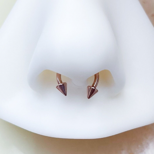 Podkowa Septum stal z stożkiem Różowe złoto 1.2 x 3