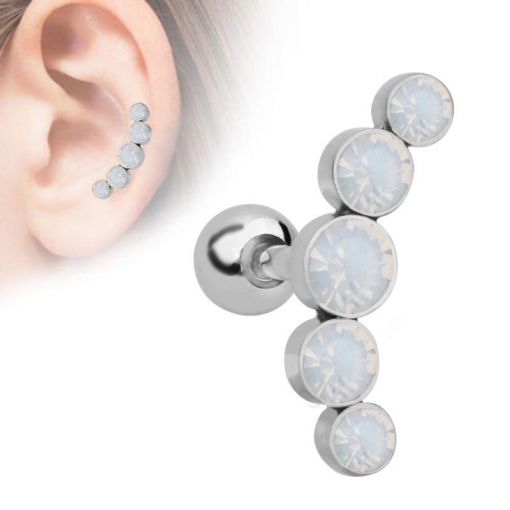 Kolczyk do piercingu helix flat cluster z Białymi matowymi kryształkami
