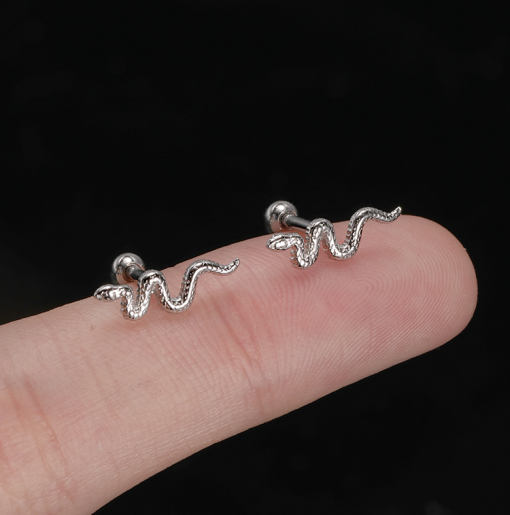 Kolczyk do piercingu ucha ze stali Wąż