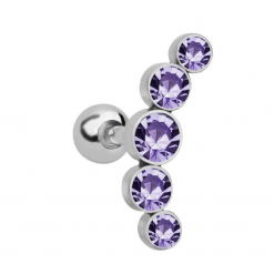 Kolczyk do piercingu helix flat cluster z Fioletowymi kryształkami