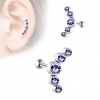 Kolczyk do piercingu helix flat cluster z Fioletowymi kryształkami