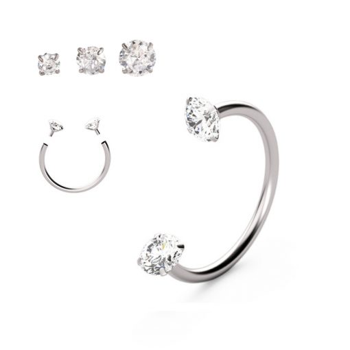 Titan Hufeisen Weiß Zirkonia - piercinglux.com