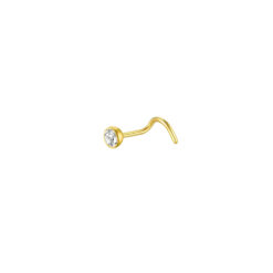 Nostril Stahl Goldfarben Mit Stein In Bezel-Fassung S-Form