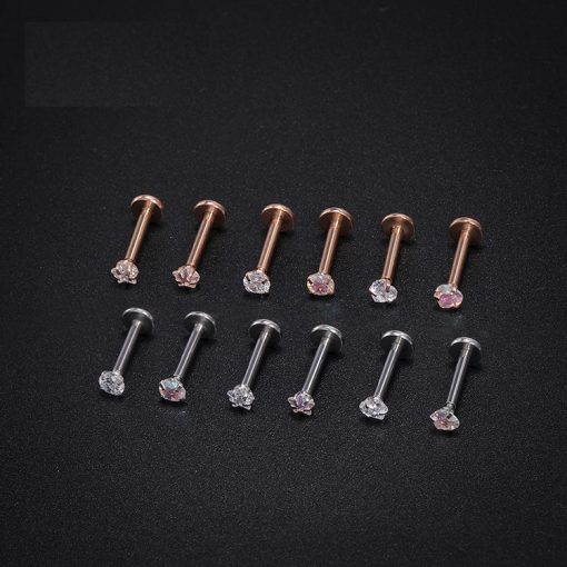 Labret Chirurgenstahl Roségold Herz Transparent 1.2 × 8 mm - piercinglux.com