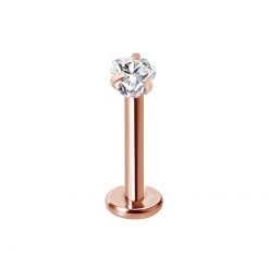 Labret Chirurgenstahl Roségold Herz Transparent 1.2 × 8 mm