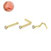 Nostril-Piercing Stahl Goldfarben mit Stein im Bezel-Fassung L-Form - piercinglux.com