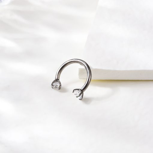 Titan Hufeisen Weiß Zirkonia - piercinglux.com