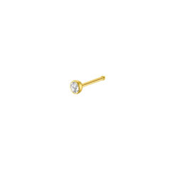 Nostrilpiercing Stahl Goldfarben Mit Stein Bezel-Fassung Gerade Form