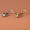 Nostril-Piercing Blume mit Stein Goldfarben - piercinglux.com