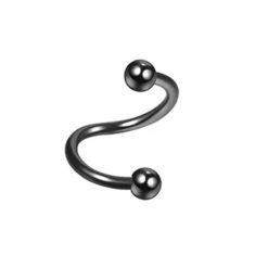 Twister-Spirale Piercing Stahl Schwarz Mit Kugeln