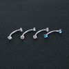 Gebogene Stab Stahl mit bunten Steinen - piercinglux.com