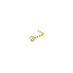 Nostril-Piercing Stahl Goldfarben mit Stein im Bezel-Fassung L-Form