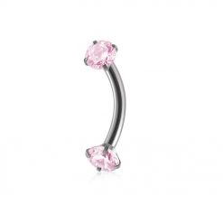 Gebogene Stab Stahl mit rosa Steinbesatz