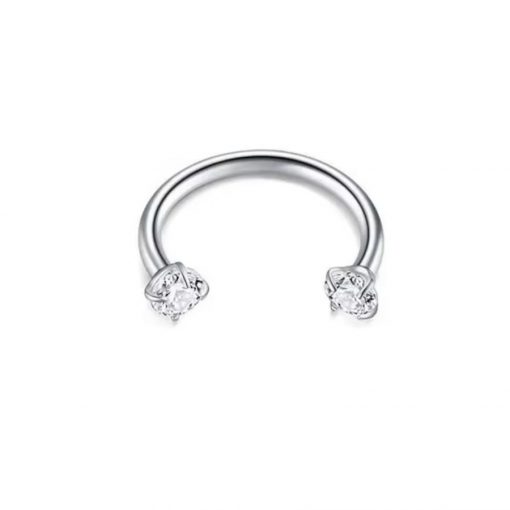 Titan Hufeisen Weiß Zirkonia - piercinglux.com