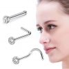 Nostrilpiercing Stahl Mit Stein Bezel-Fassung L-Form - piercinglux.com