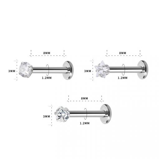 Labret Chirurgenstahl Roségold Herz Transparent 1.2 × 8 mm - piercinglux.com