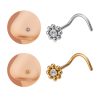 Nostril-Piercing Blume mit Stein Goldfarben - piercinglux.com