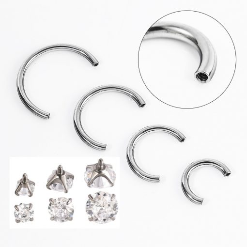 Titan Hufeisen Weiß Zirkonia - piercinglux.com